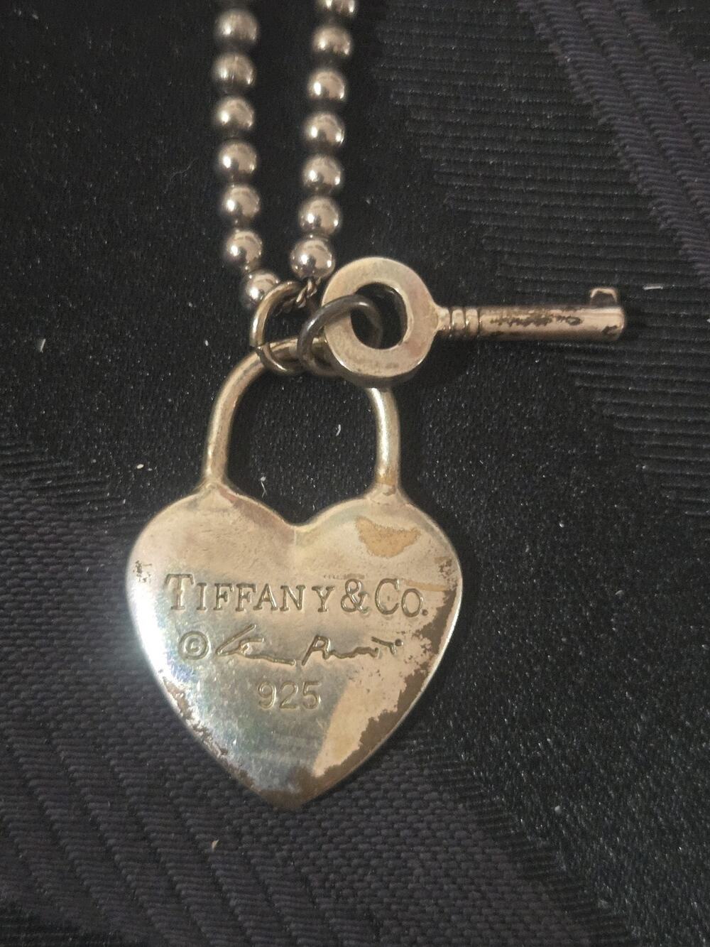 Rare Tiffany & Co Elsa Peretti 925 Sterling Silver Jumbo Heart And Key & Chain